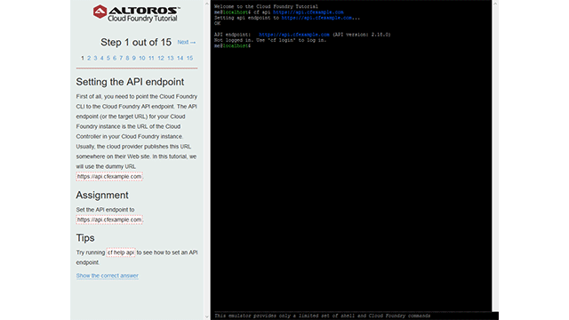 Cloud Foundry CLI: a 15-Step Online Tutorial and Interactive Demo