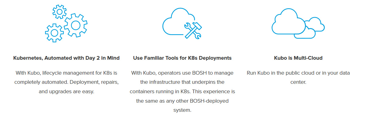 Kubo Google Pivotal BOSH Kubernetes Cloud Foundry Features