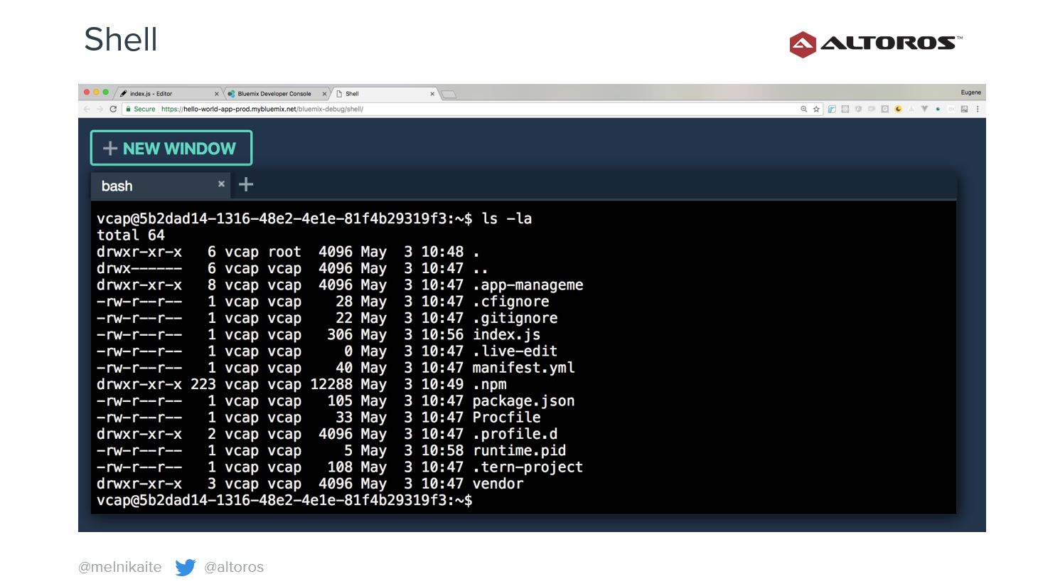CF Summit 2017 Silicon Valley Bluemix Live Edit Sync Nodejs shell